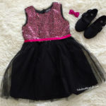 Black and Fuchsia Sequined Dress - Toddler Girl Party Fashion Outfit