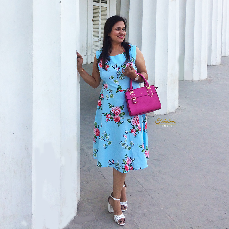 Love is in the Air - Blue and Pink Floral Dress Outfit - Fabulous Mom Life