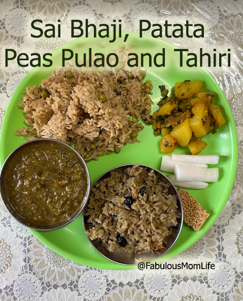 Tirmoori Food - Tahiri, Sai Bhaji, Patata, Peas Pulao, Radish and Til Chikki