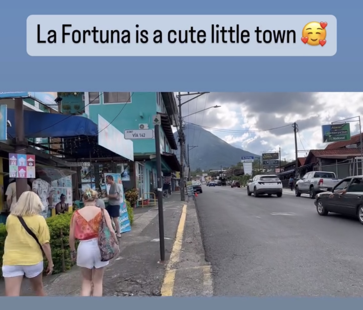 Walking on the Main Street of La Fortuna 