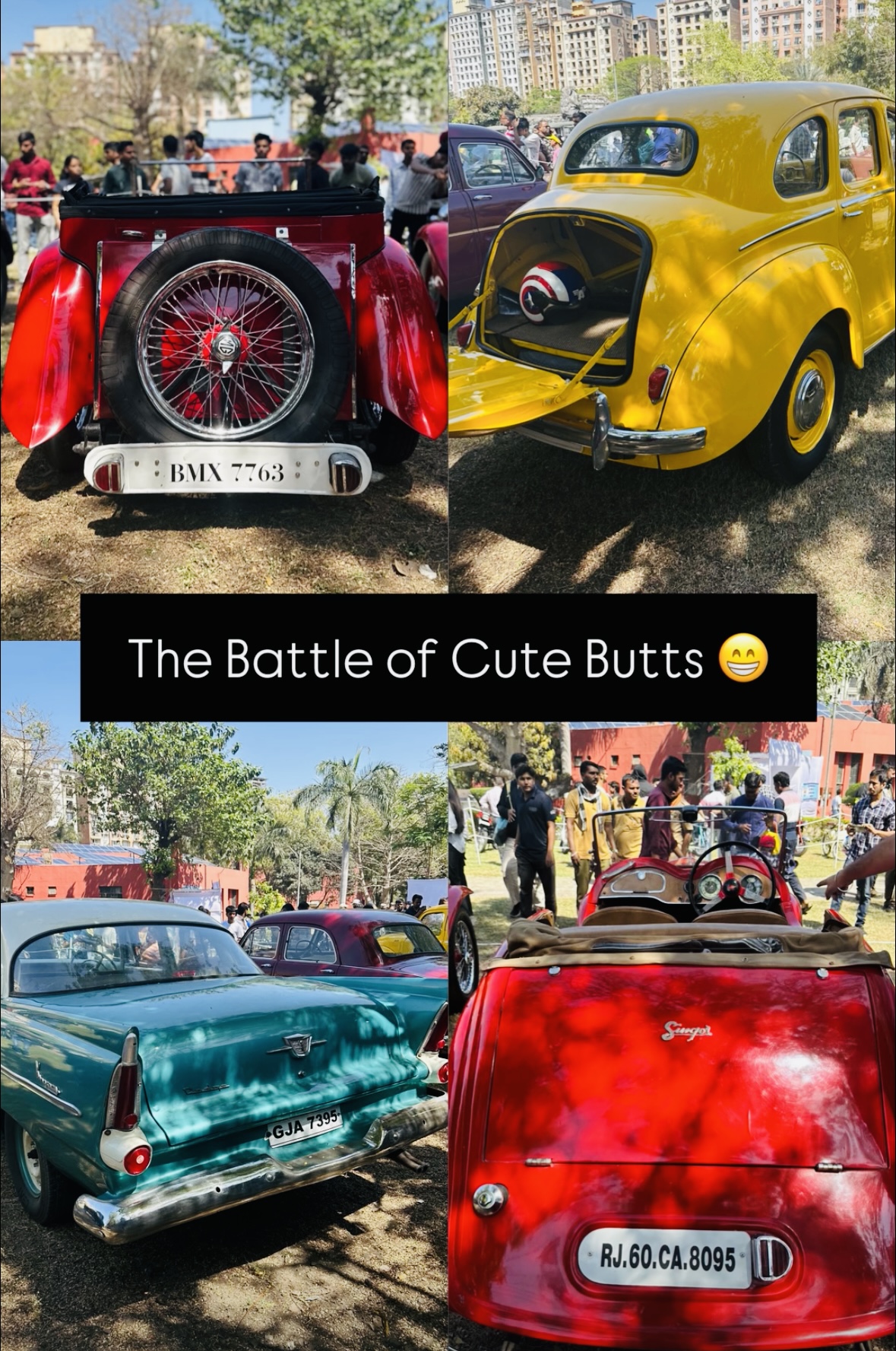 Cute back views of vintage cars