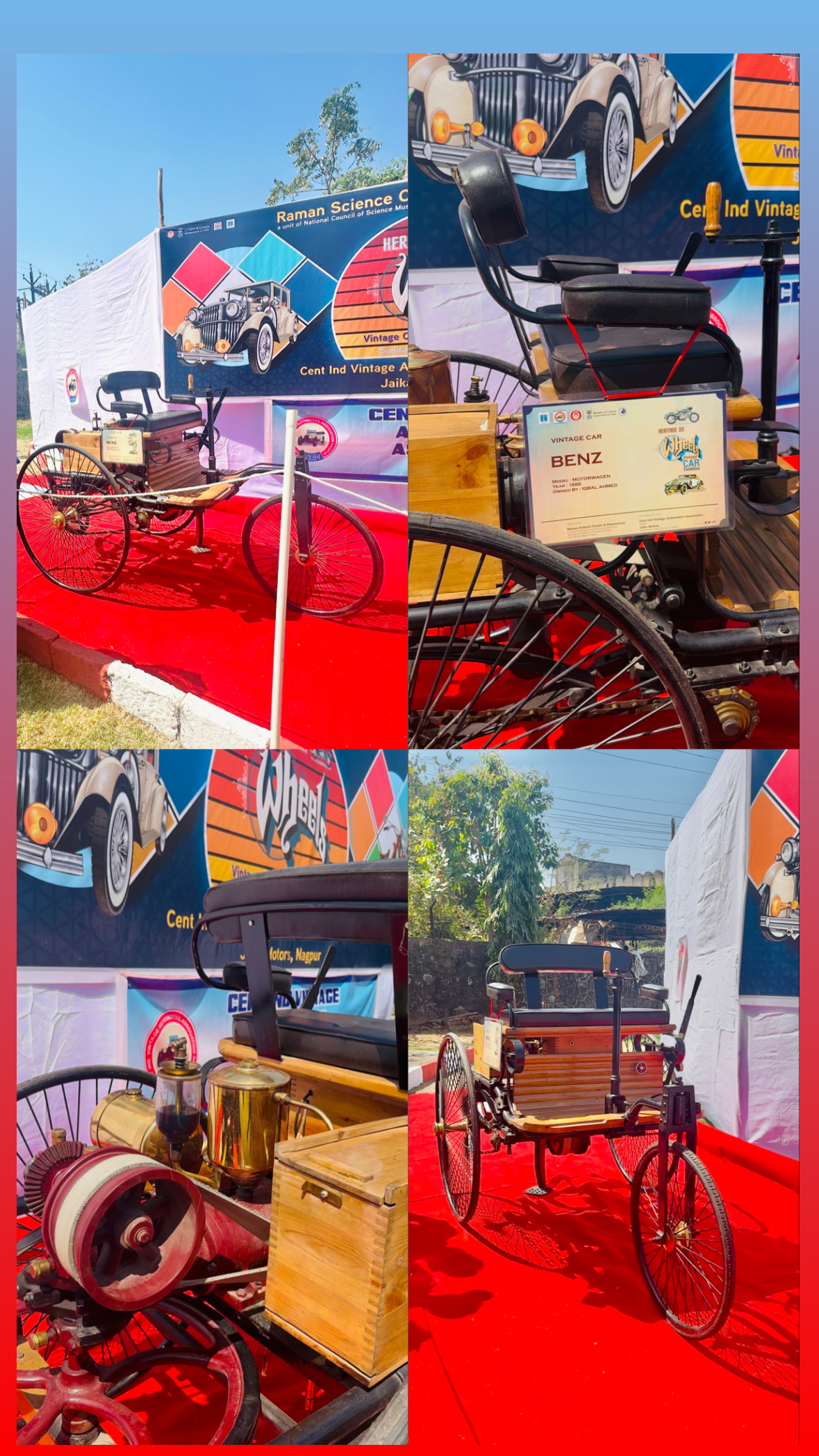 Rrue-to-size, working model of the 1886 Benz Motorwagen built from scratch by Iqbal Ahmed