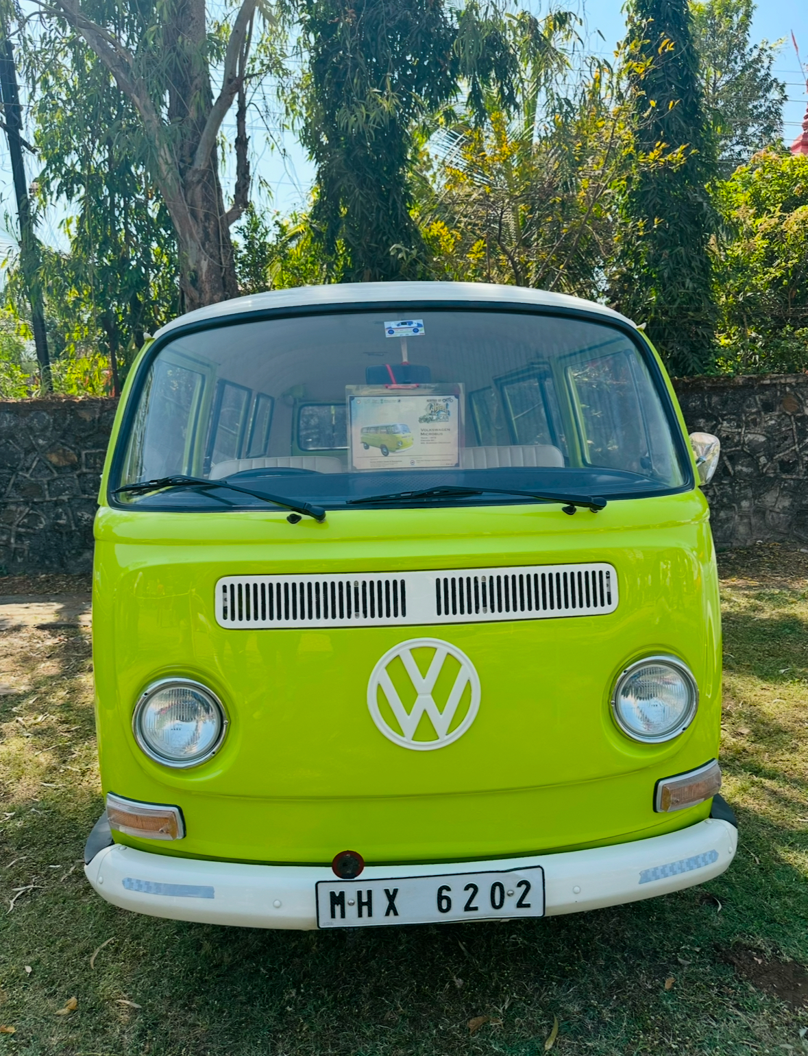 Volkswagen Microbus (1972) in bright lime green, owned by Shreesh Deodhar